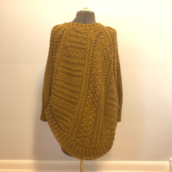 Anthropologie Curved Cable Poncho Sweater - Picture 7 of 10